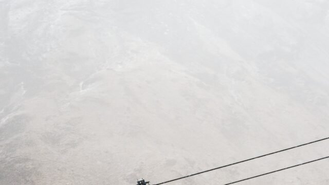 Ski lifts on a snowy mountain