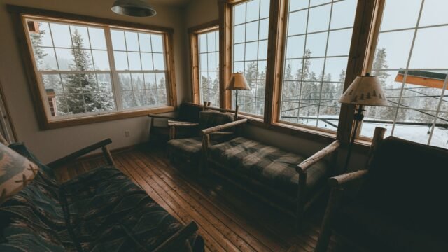 Living room with large windows