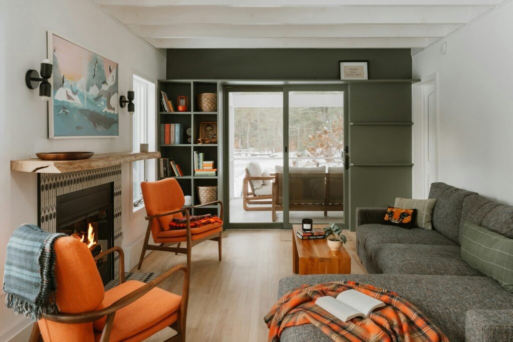 Living room with fireplace