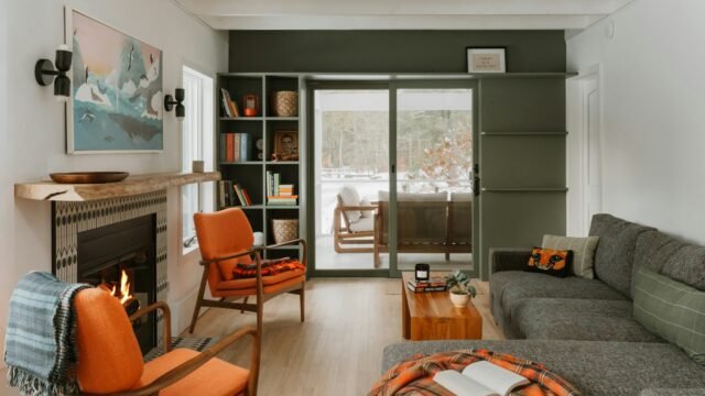 Living room with fireplace